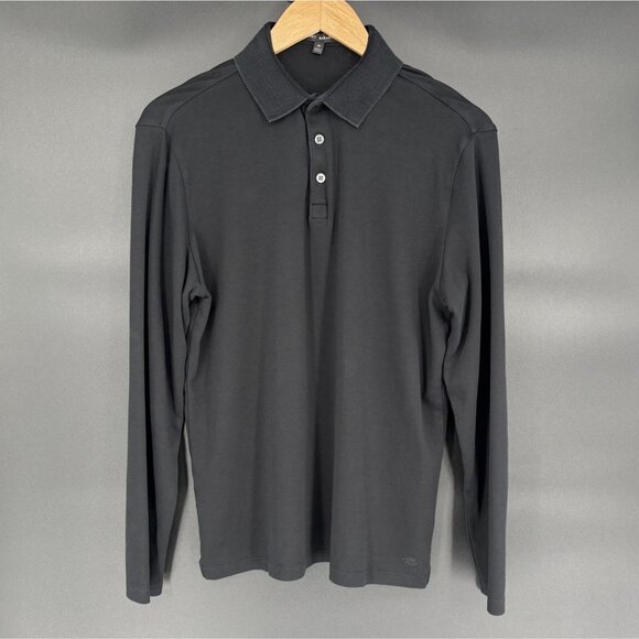Robert Barakett Other - Robert Barakett Mens Long Sleeve Polo Shirt M Black Pima Cotton Quiet Luxury